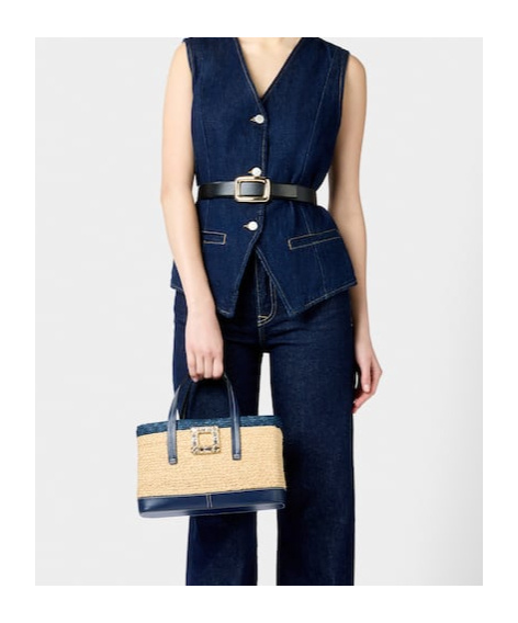 Roger Vivier Viv' Skate Shopping Bag In Raffia