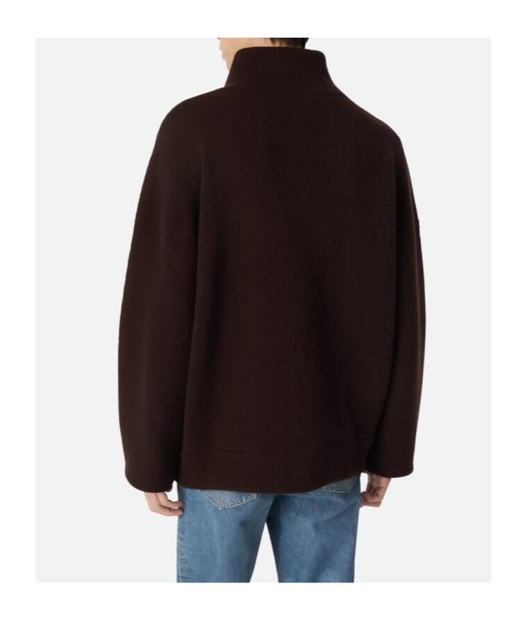 Bottega Veneta Chunky Compact Wool Blend V-neck Sweater In Black