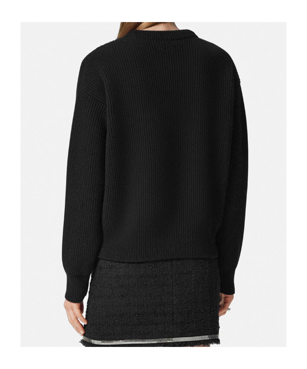 Shop Versace Logo Sweater In Black
