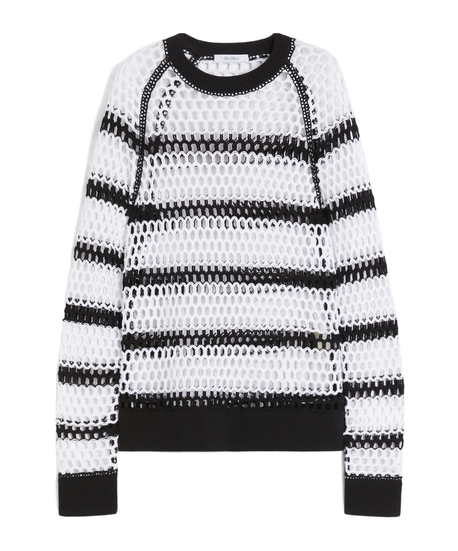 Max Mara Mesh-knit Cotton Sweater In White