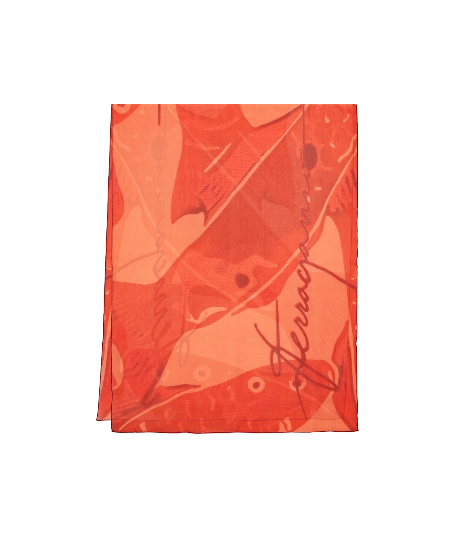 Ferragamo Fish Print Scarf In Burgundy