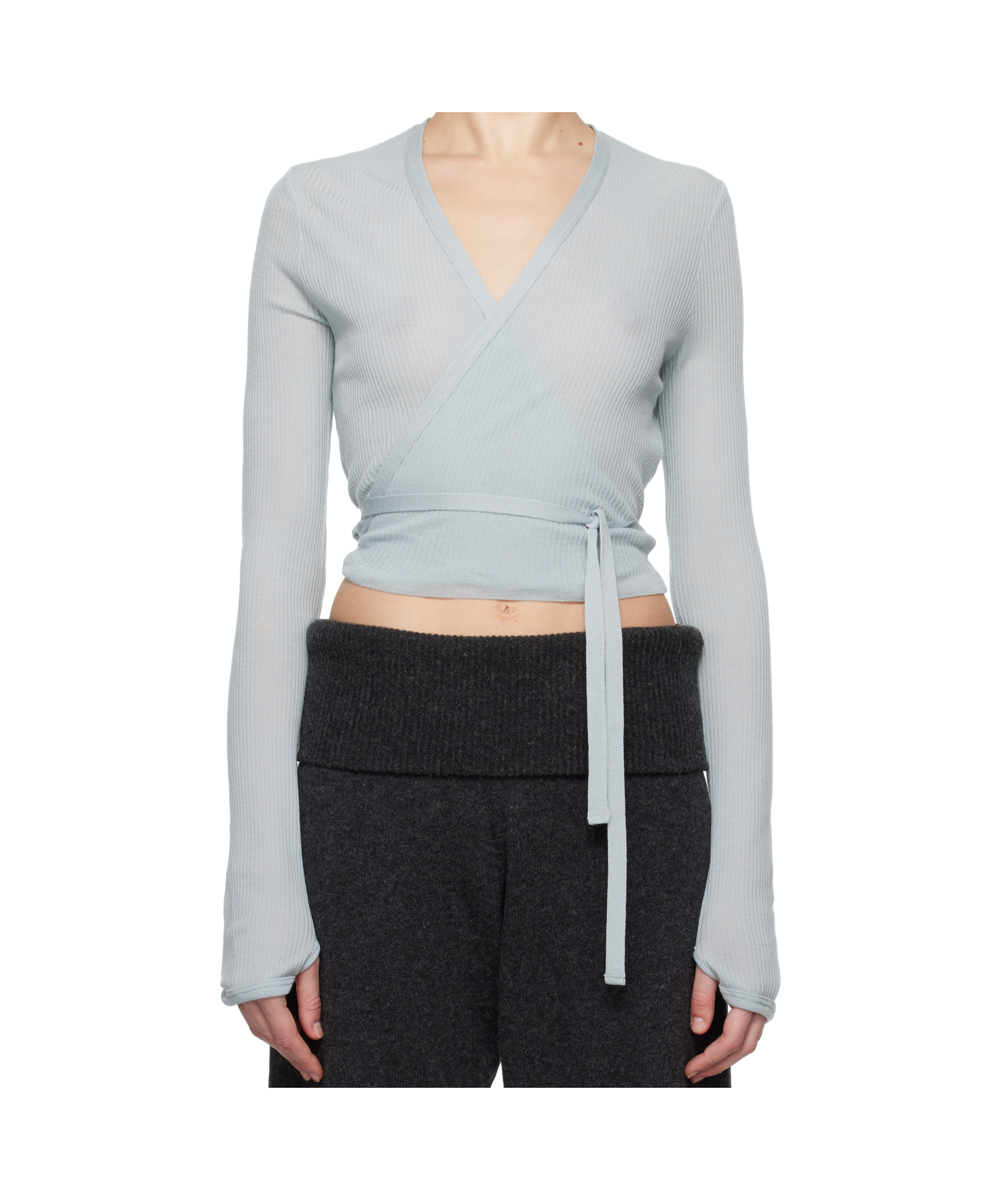 Lemaire Blue Wrapover Cardigan In Black