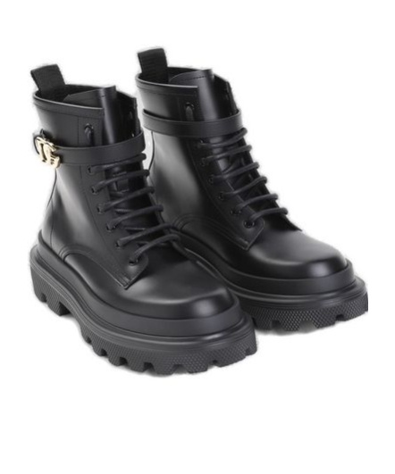 DOLCE & GABBANA LOGO-BUCKLE BOOTS