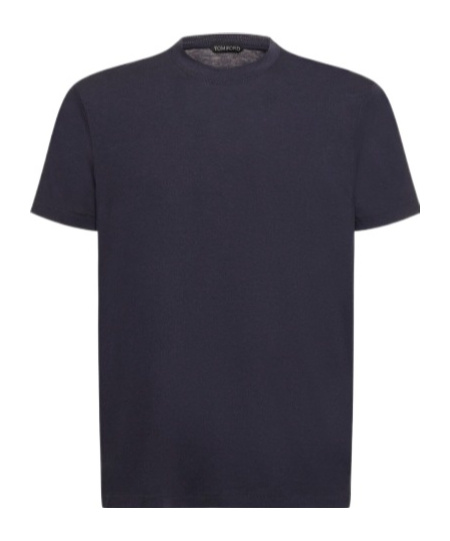 Tom Ford Midnight Blue Crew-neck T-shirt In Lyocell And Cotton