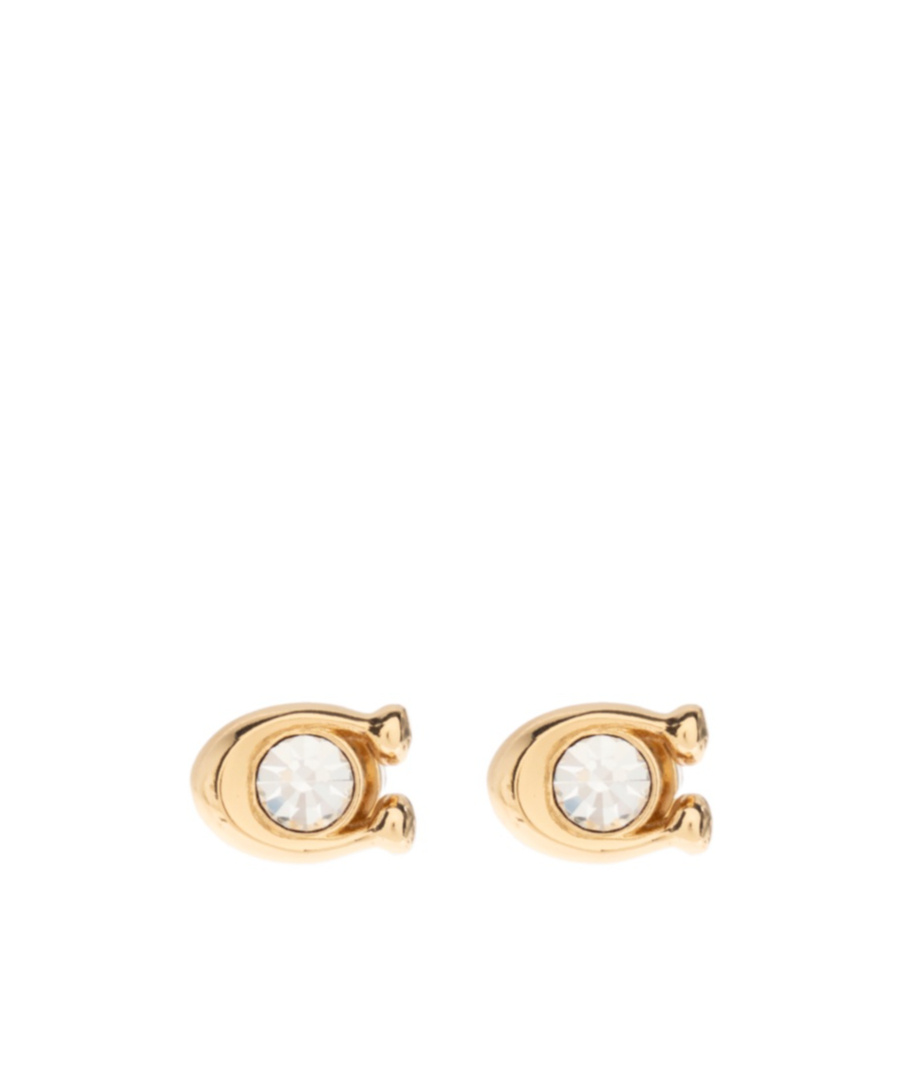 COACH COACH LOGO PLAQUE EMBELLISHED STUD EARRINGS