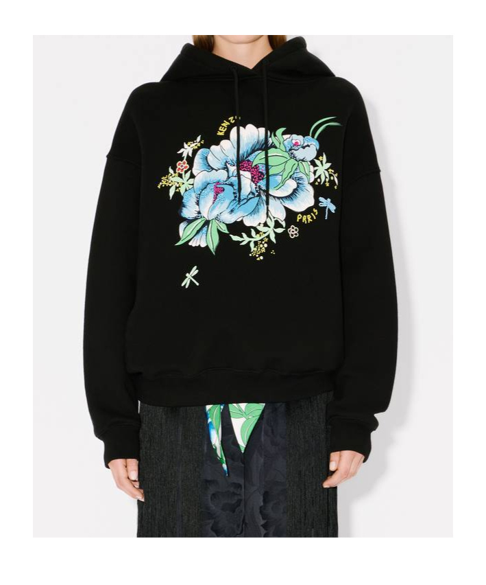 Kenzo Long-sleeved Hooded Hoodie In Black