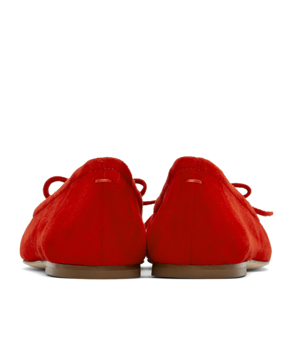 Aeyde Red Delfina Suede Ballerina Flats In Red
