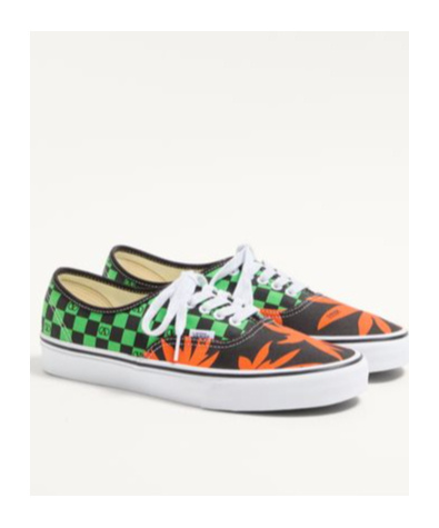 Valentino Garavani And Vans Low-top Fabric Trainer With Vlogo Checkerboard Print And Tropical Leaves In Multi