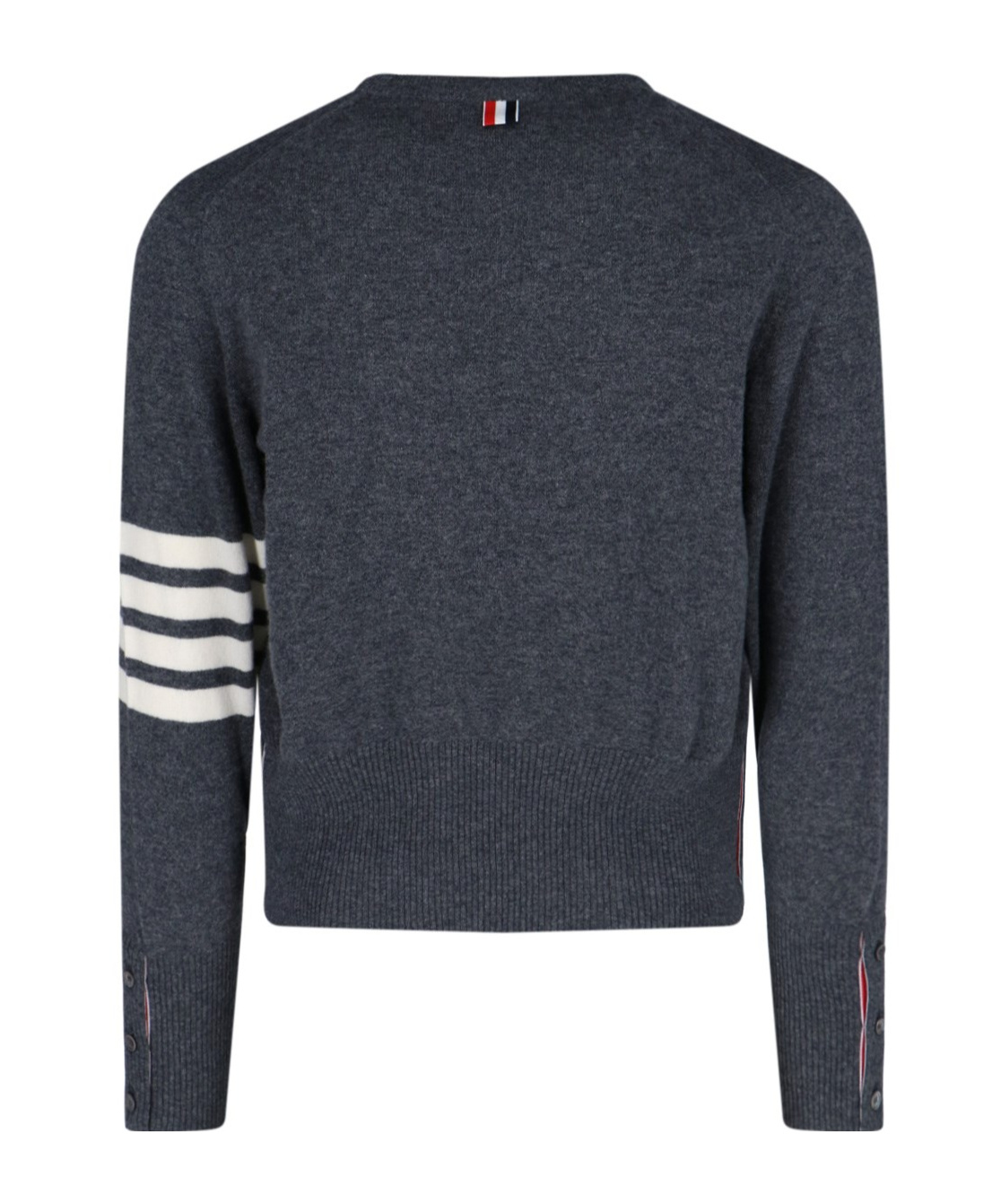 Thom Browne Crewneck Sweater With Ribbed Cuffs And Striped Sleeve