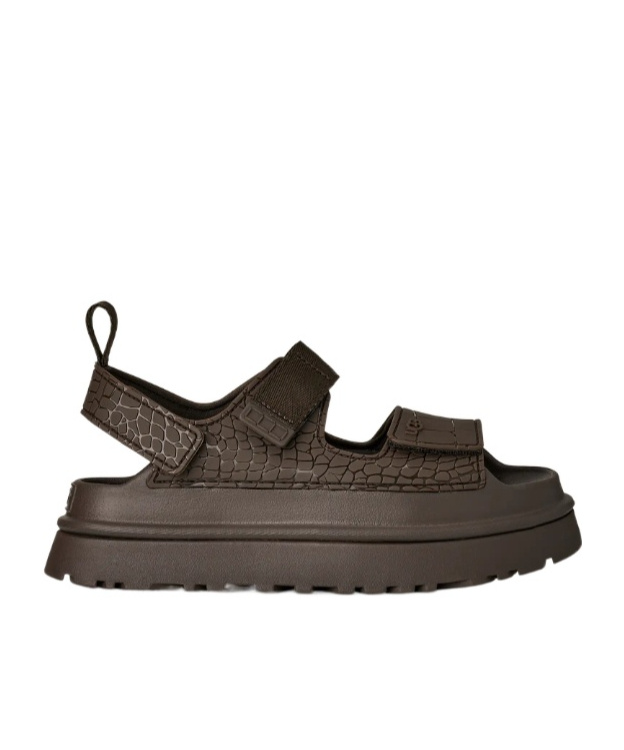 Ugg Goldenglow Embossed Platform Sandals In Brown
