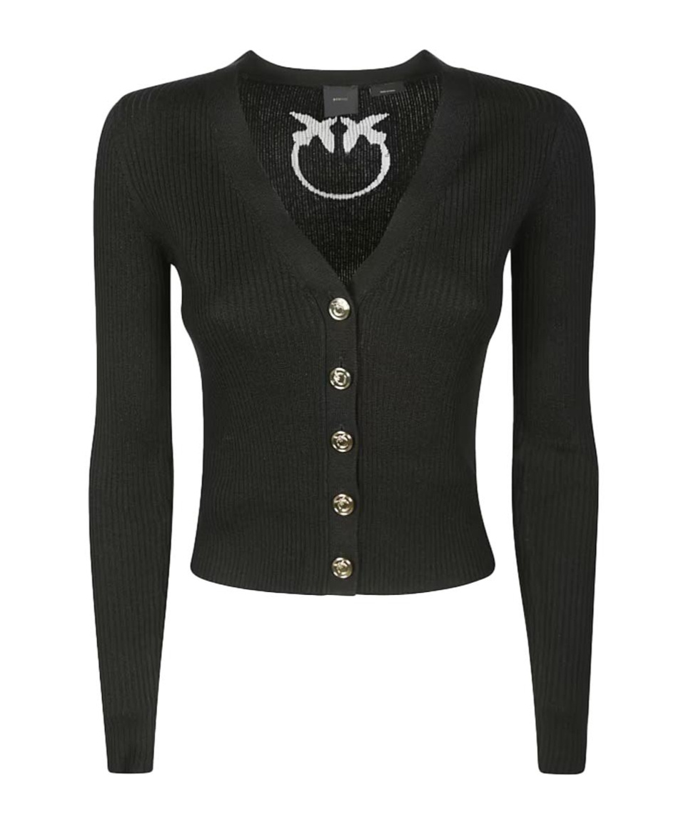 Pinko Logo Cardigan In Black
