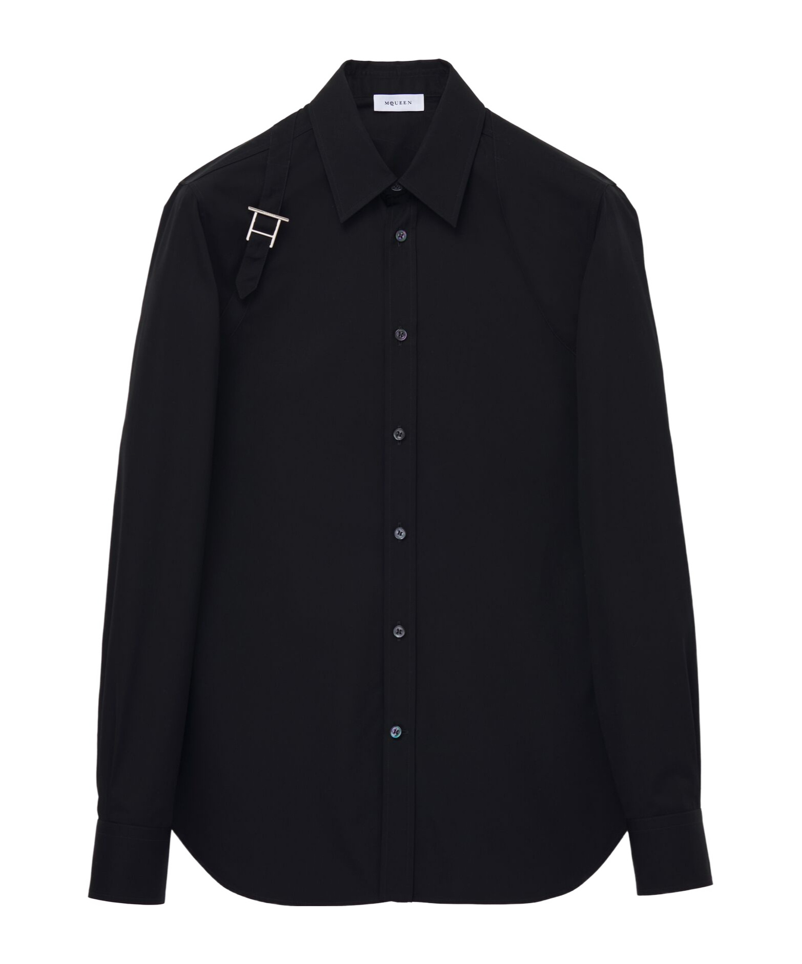 Alexander Mcqueen Metal Detail Long Sleeves Point Collar In Black