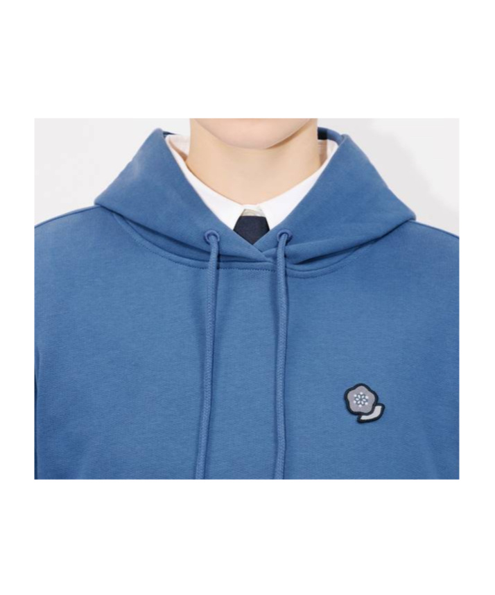 Kenzo Long-sleeved Hooded Hoodie In Blue