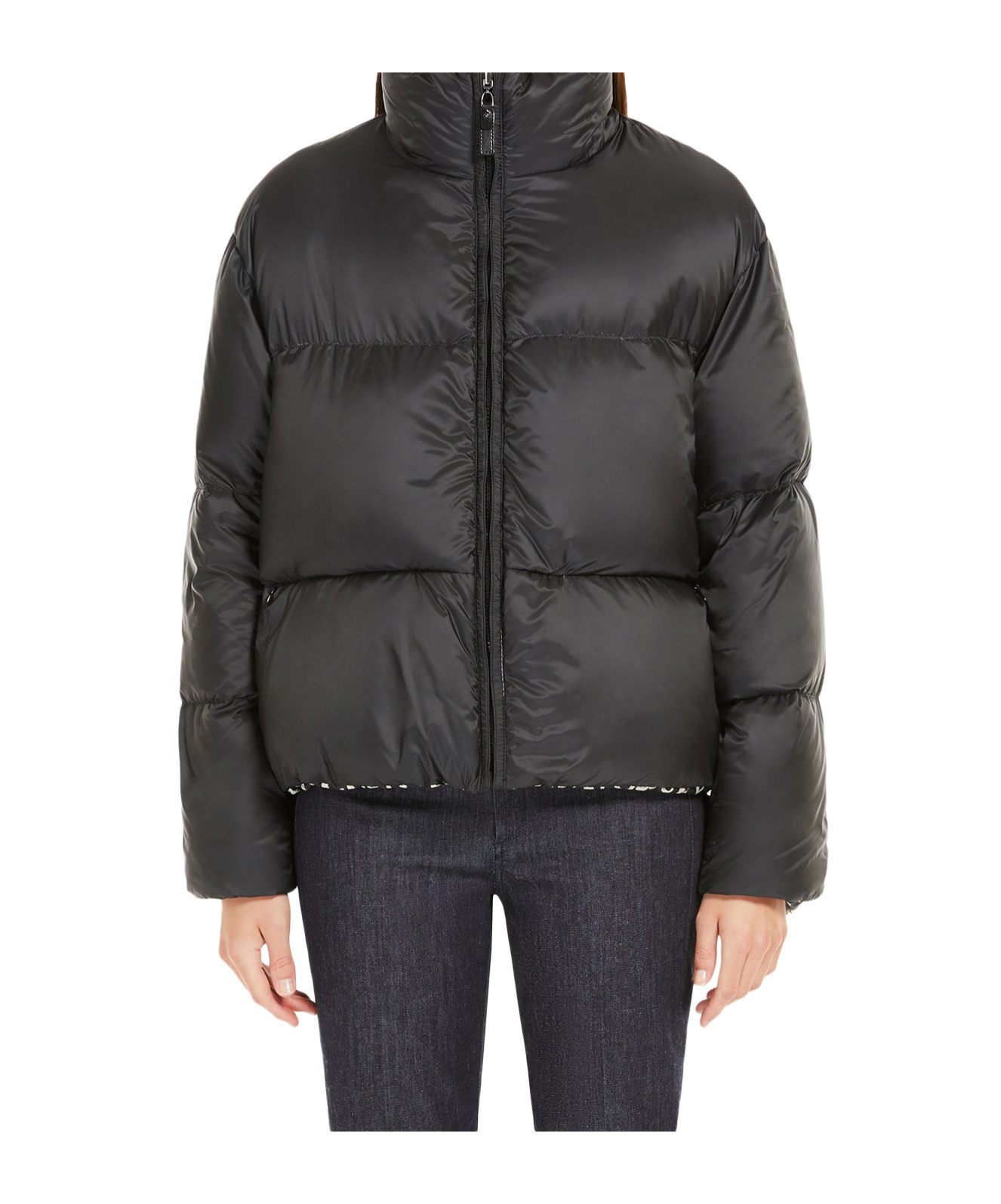 Max Mara Long-sleeved Down Jacket In Black
