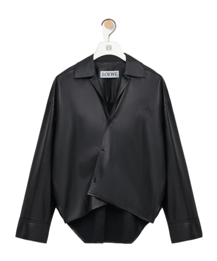 Loewe Nappa Lambskin Draped Shirt In Black