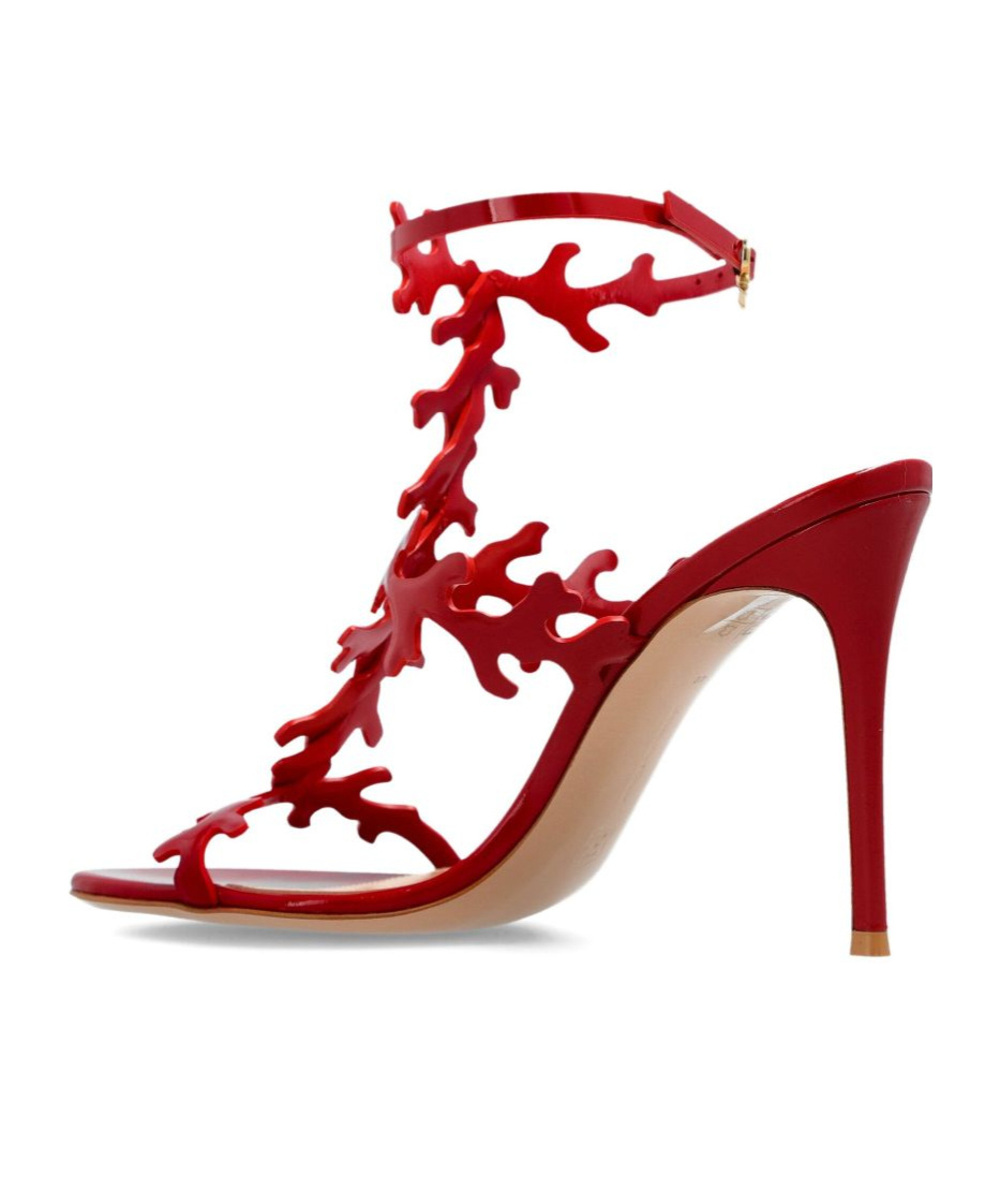 Gianvito Rossi Red Cut-out Ankle-strap Heels In Red