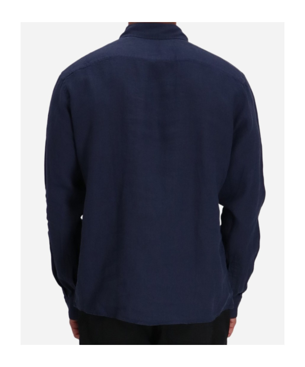 Hugo Boss Boss Linen Button-down Shirt With Subtle Sheen In Blue