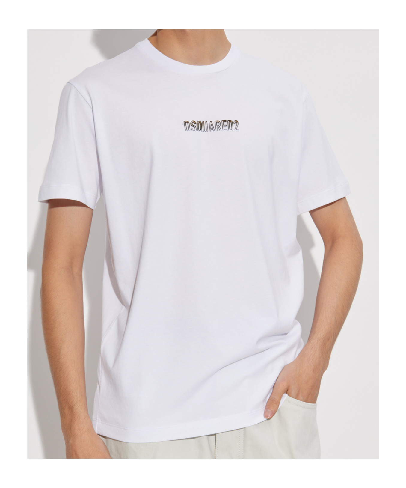 Dsquared2 'cool Fit Tee' White T-shirt With Logo Print On The Front In White