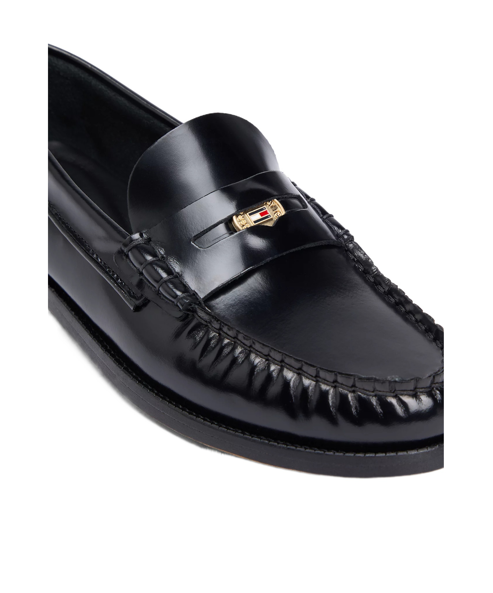 Tommy Hilfiger Patent Leather Cushioned Loafers In Black