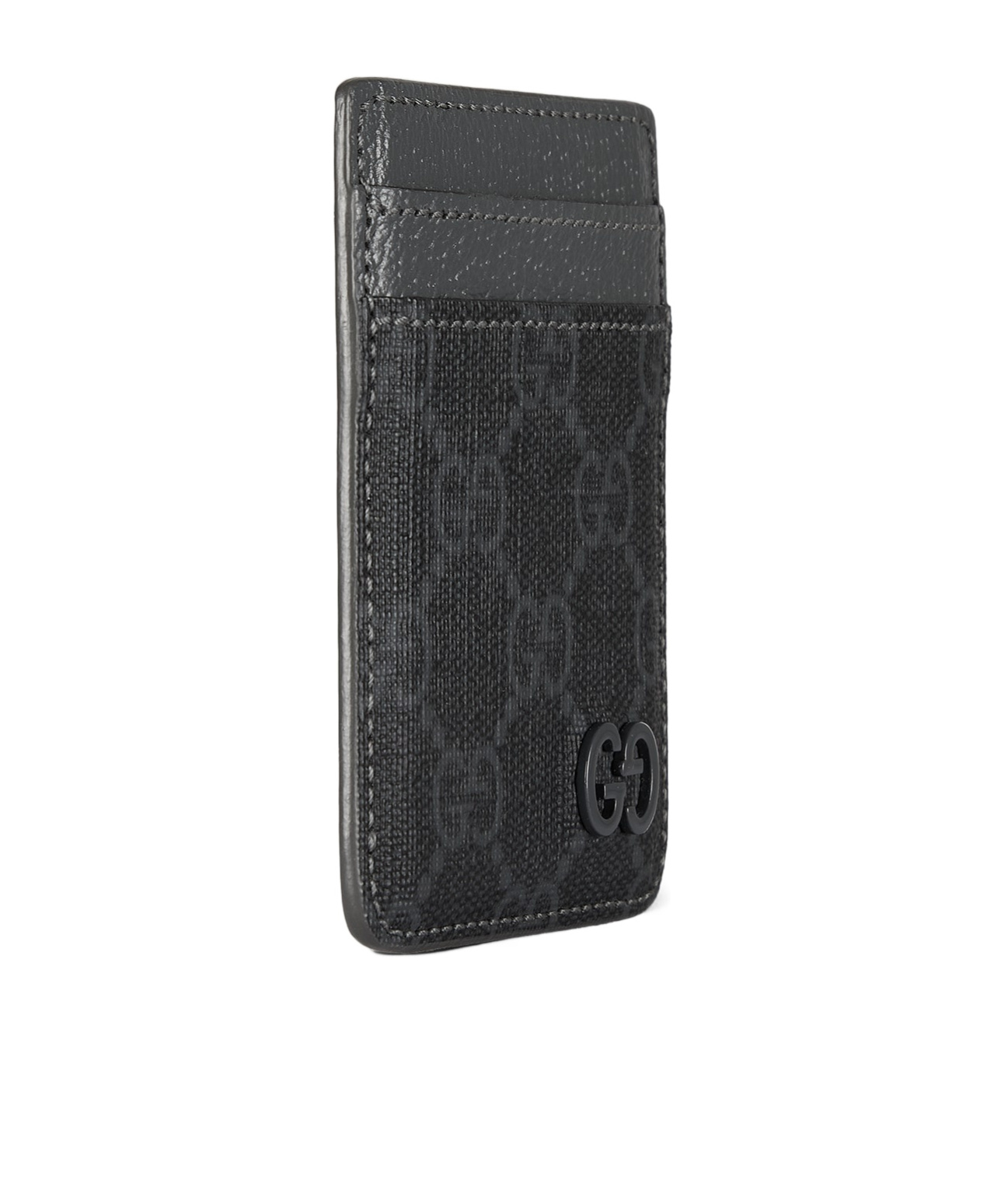 Gucci Two-color Magnetic Buckle Card Holder In Black