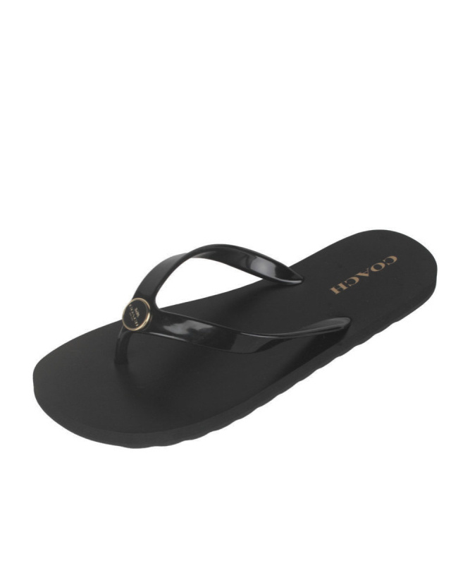 Coach Logo Flip-flops In Black