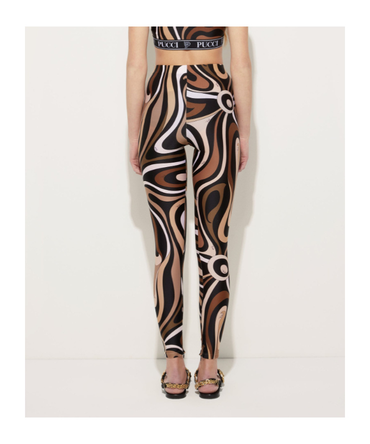 Pucci High-waisted Stretch Fit Ankle Length Leggings In Brown