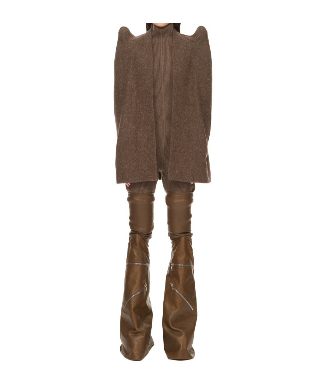 Rick Owens Pointed Logo Cloak In Brown