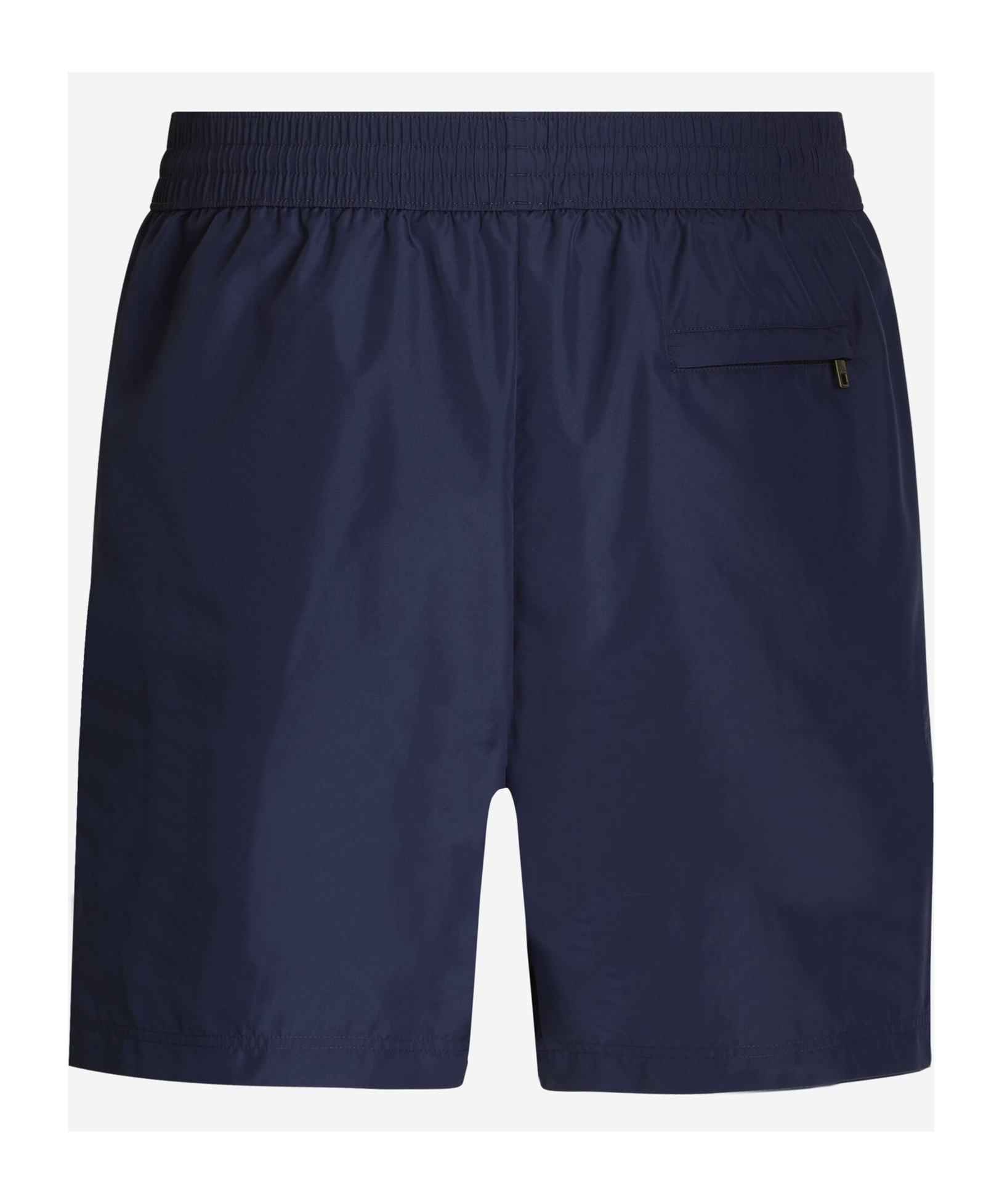 Dolce & Gabbana Short Swim Trunks With Logo Plaque In Black