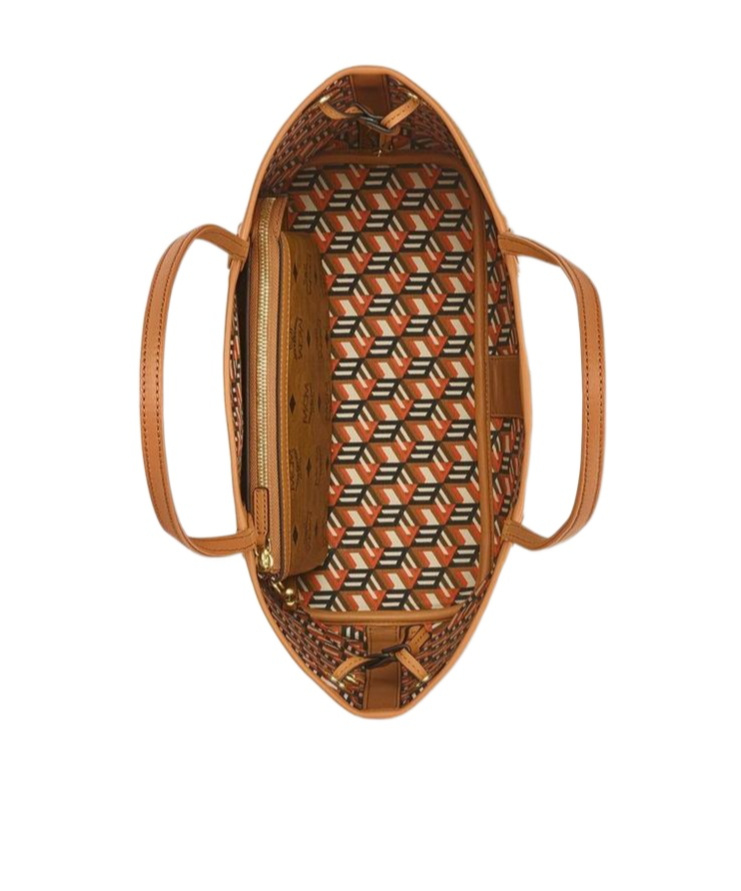 Mcm Liz Visetos Double-sided Shopping Bag In Brown
