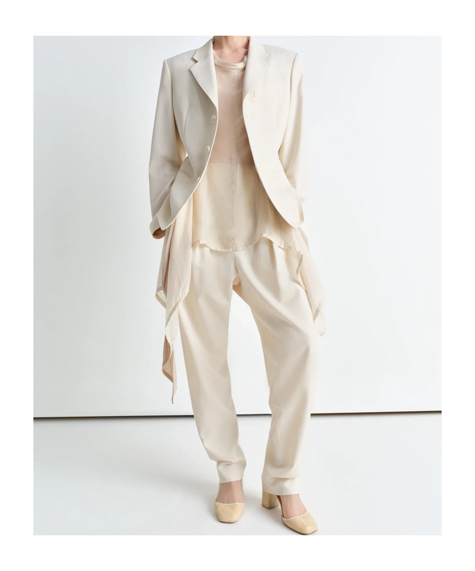 Lemaire Single-breasted Fitted Tailored Jacket In White