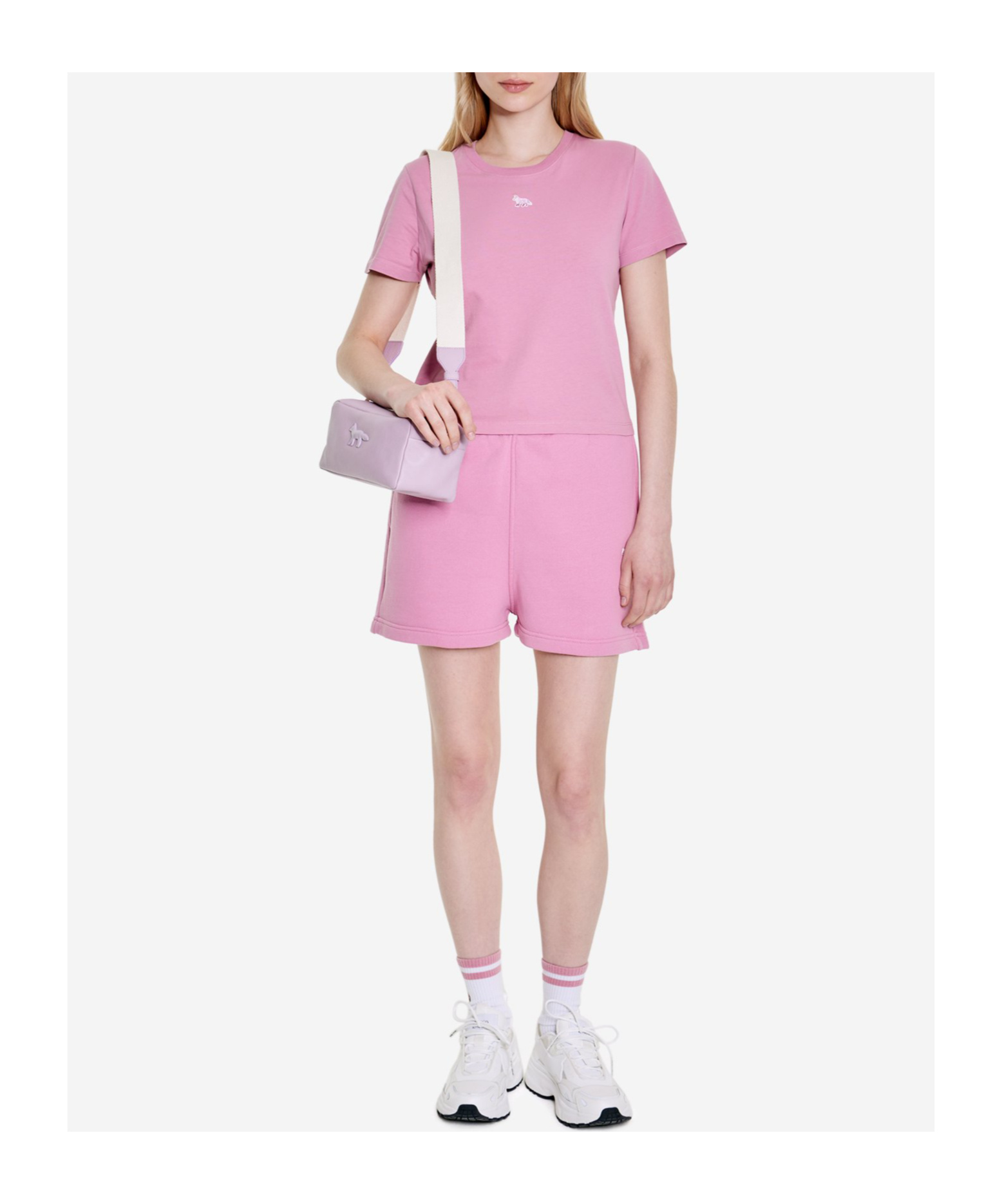 Shop Maison Kitsuné Baby Fox-appliqué Cotton T-shirt In Pink