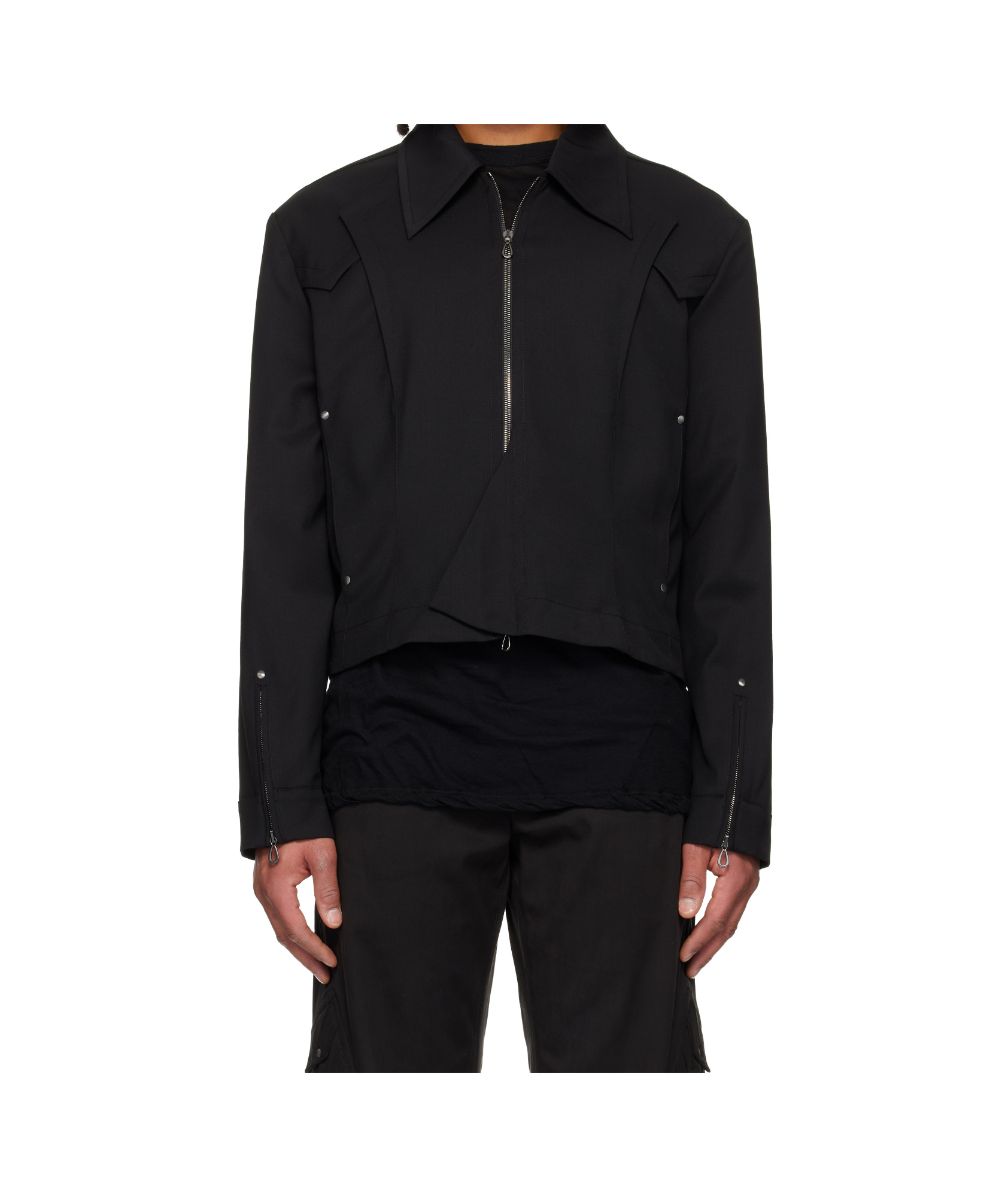 Kiko Kostadinov Kraner Cropped Blouson Jacket In Black