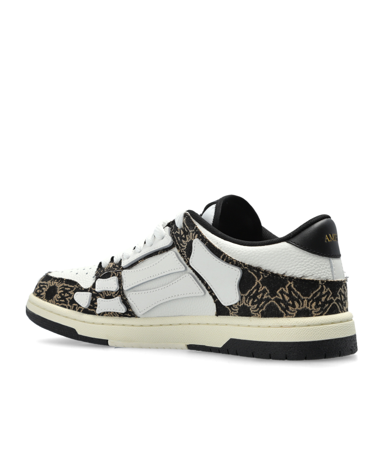 Amiri Two-tone Leather Skel Sneakers In Black