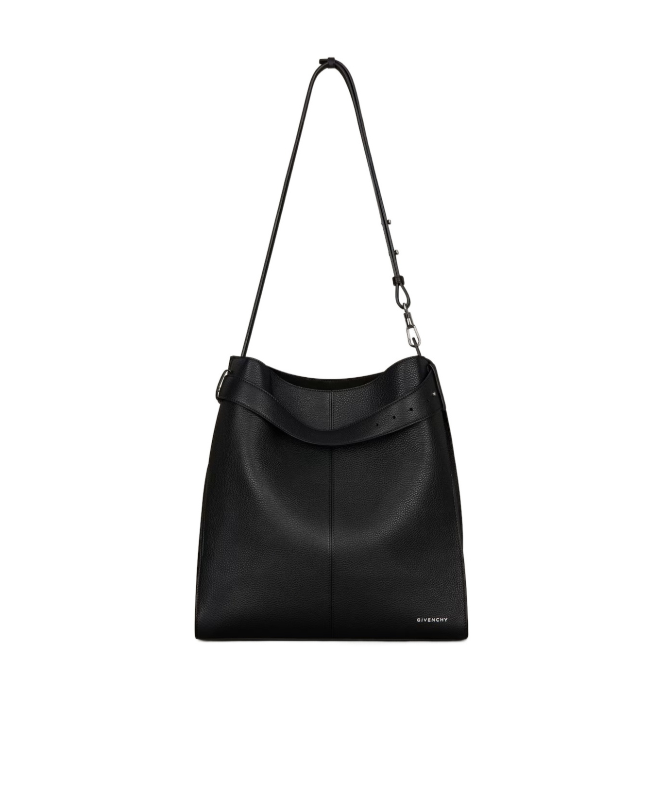 Givenchy Medium Belted Hobo Bag In Grained Leather In Black