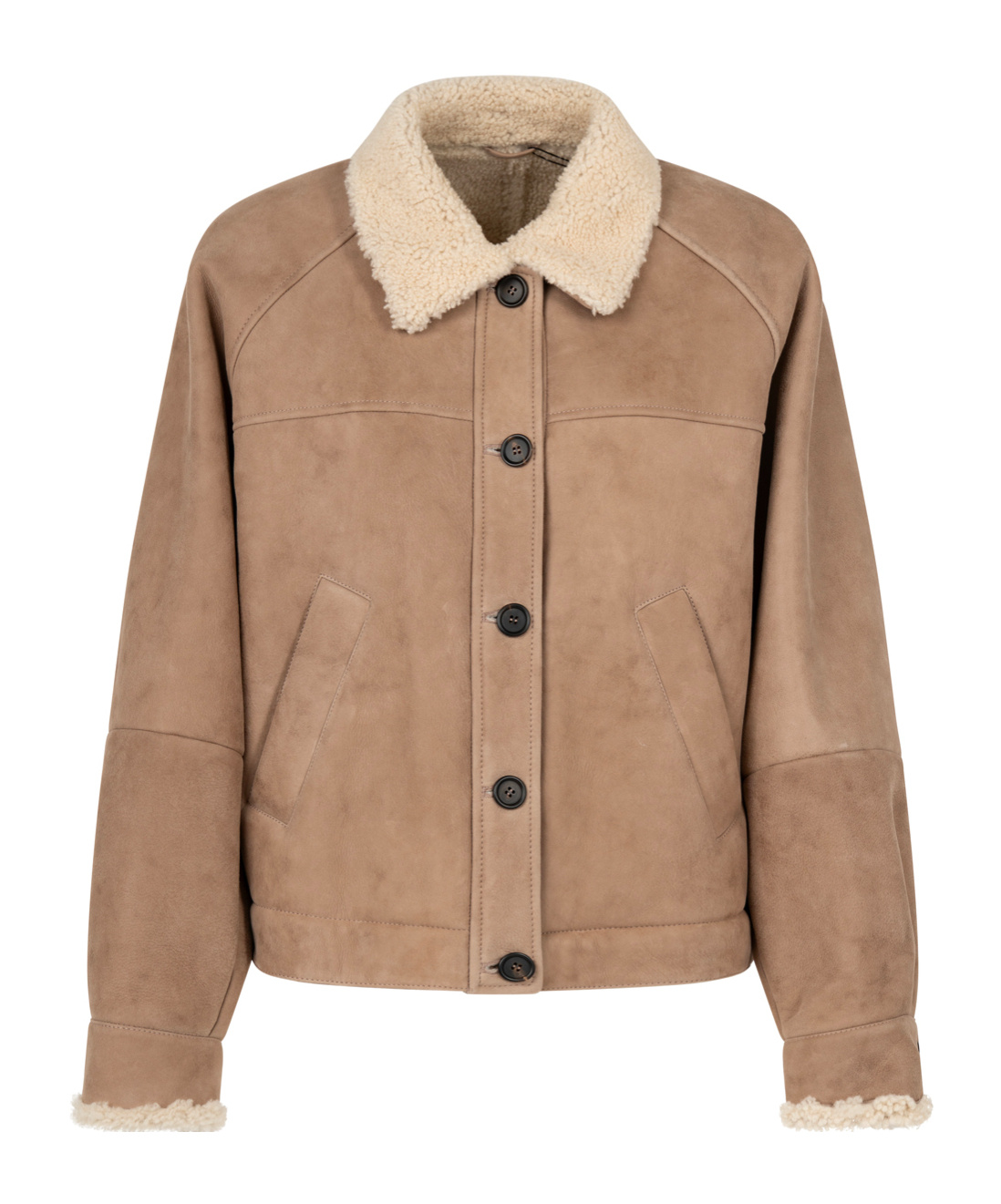 Brunello Cucinelli Luxurious Shearling Panelled Jacket In Brown
