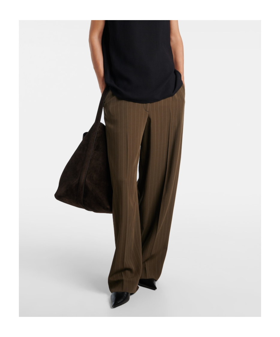 Totême Pinstripe Straight Pants In Green