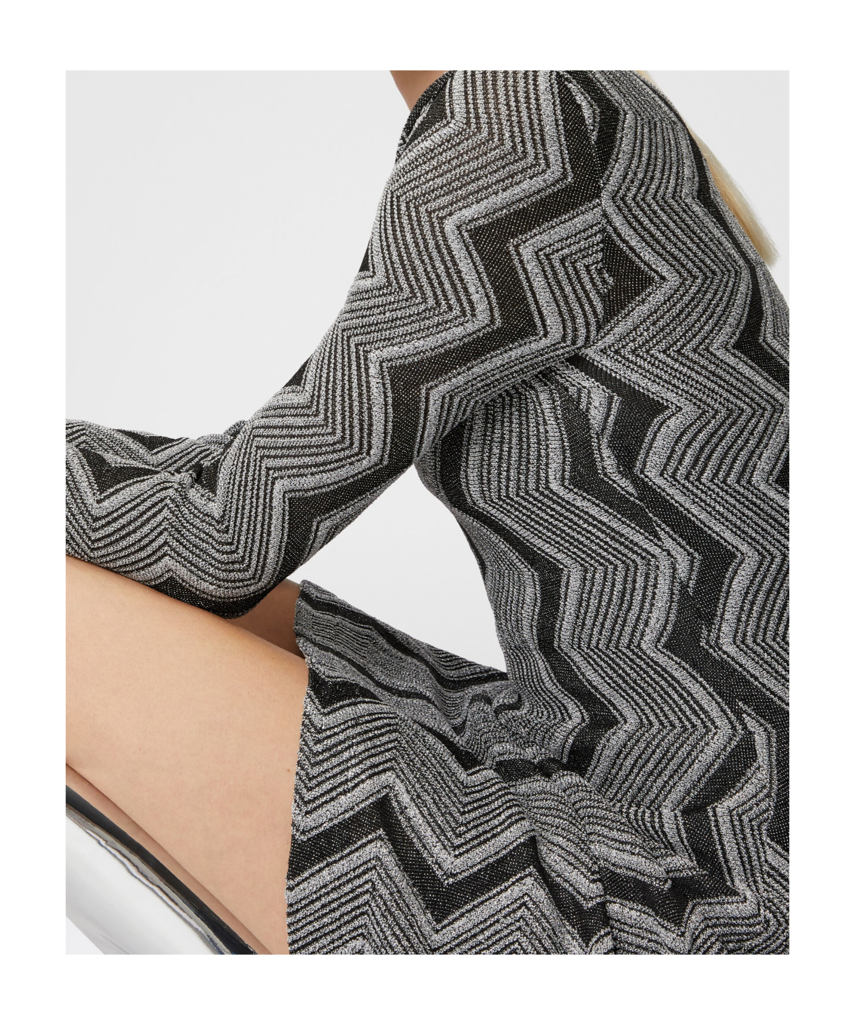 Missoni Zig Zag Patterned V-neck Dress In Gray