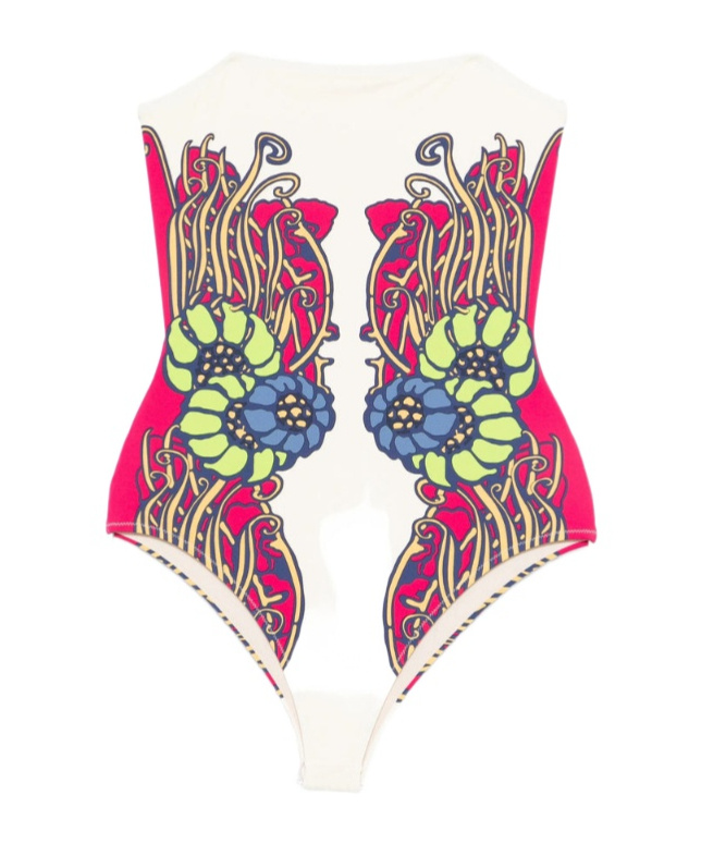 La Doublej Floral Print Swimsuit In Multi