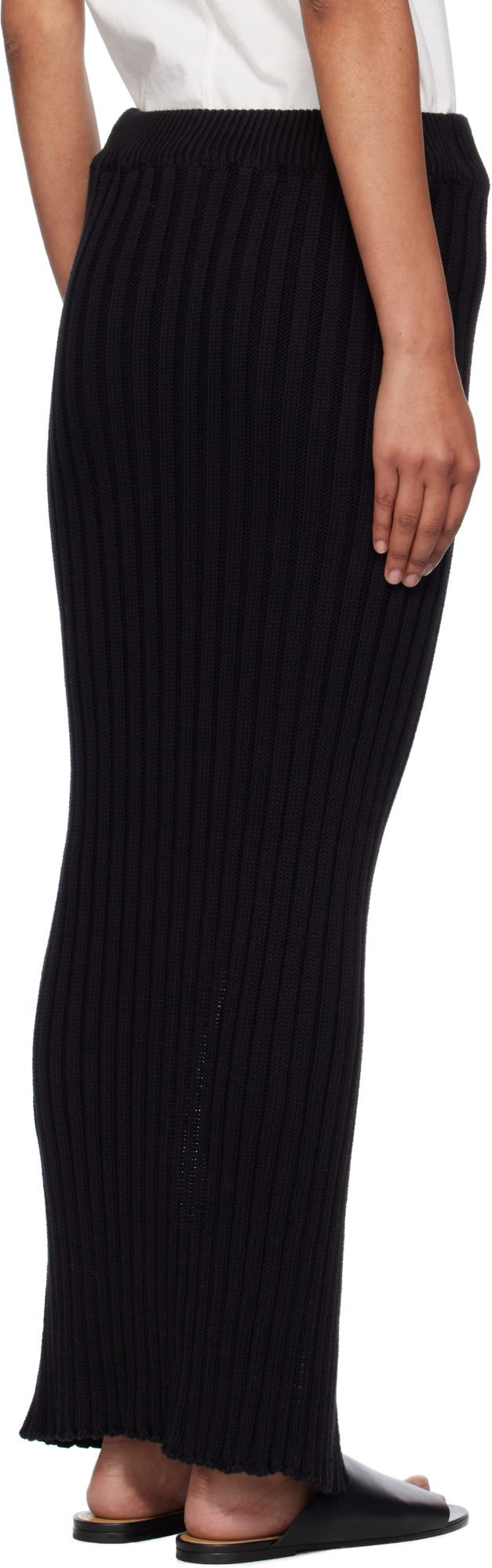 Baserange Black Macau Midi Skirt In Black