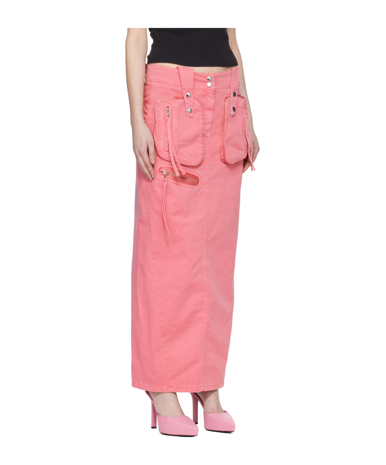Blumarine Split Detail Skirt In Pink