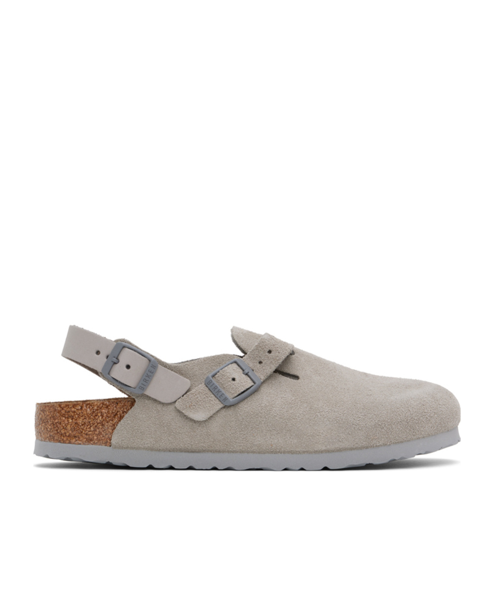 Birkenstock Stone Grey Suede Tokyo Slipper In Gray