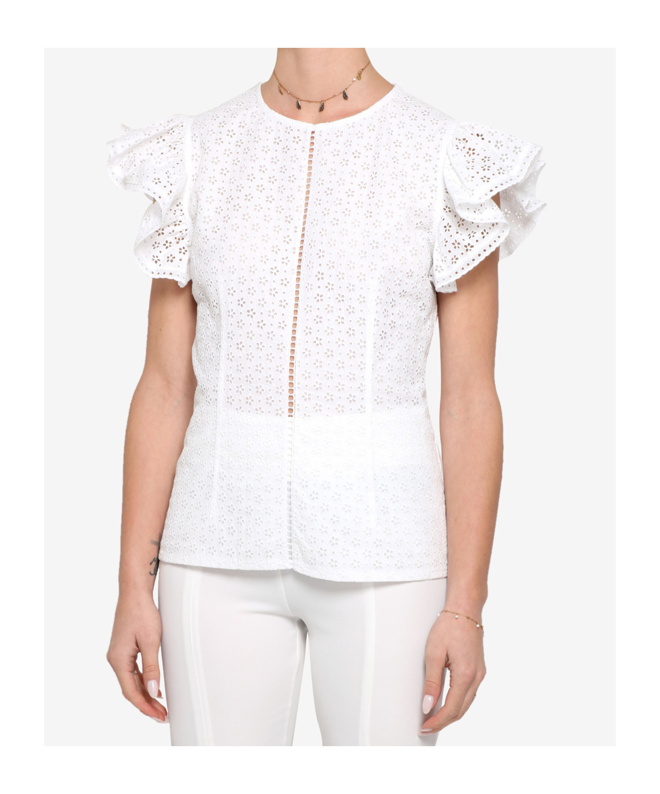 Philosophy Di Lorenzo Serafini Broderie-anglaise Cropped Blouse