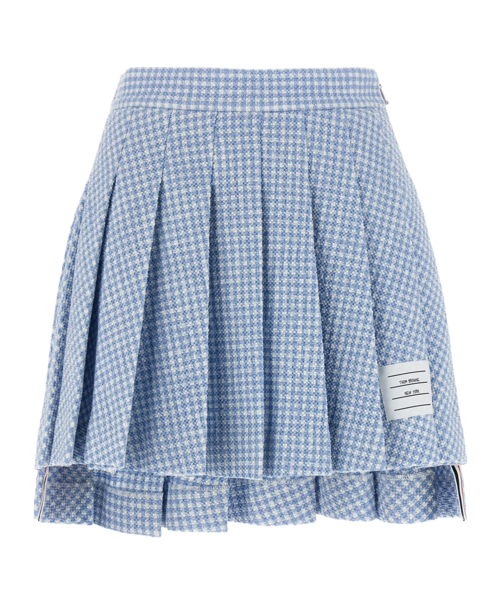 Thom Browne Pleated Tweed Skirt Skirts Light Blue In Blue