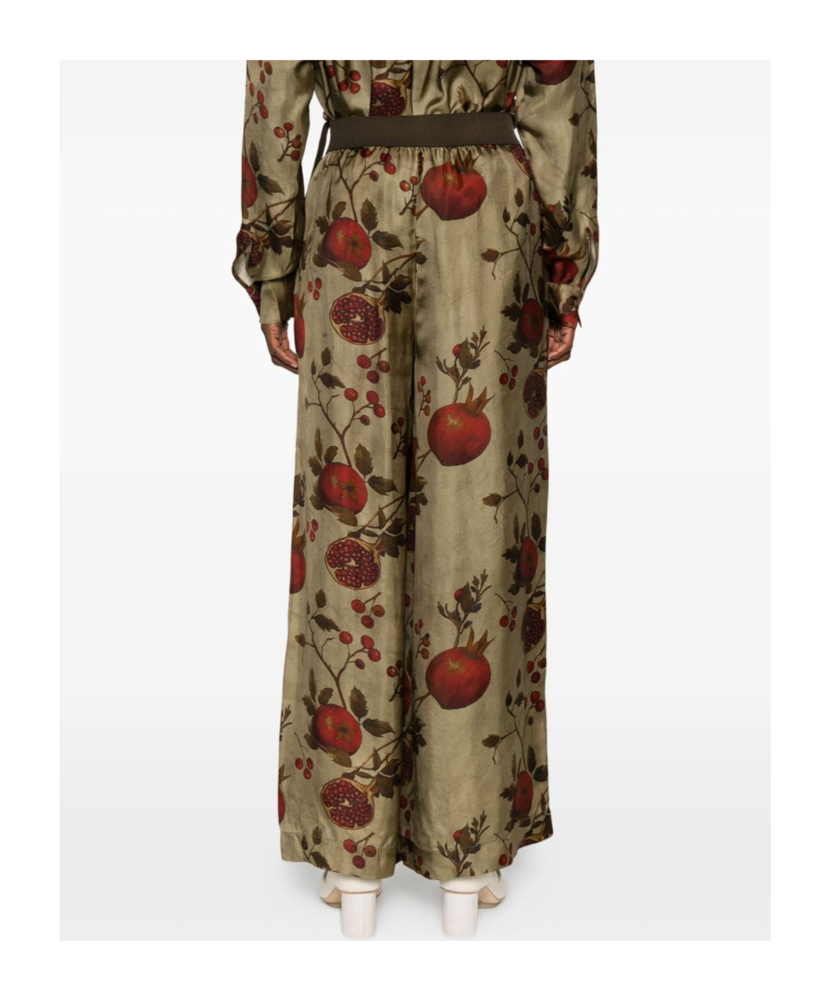 Uma Wang Pomegranate-print Elastic-waist Trousers In Brown