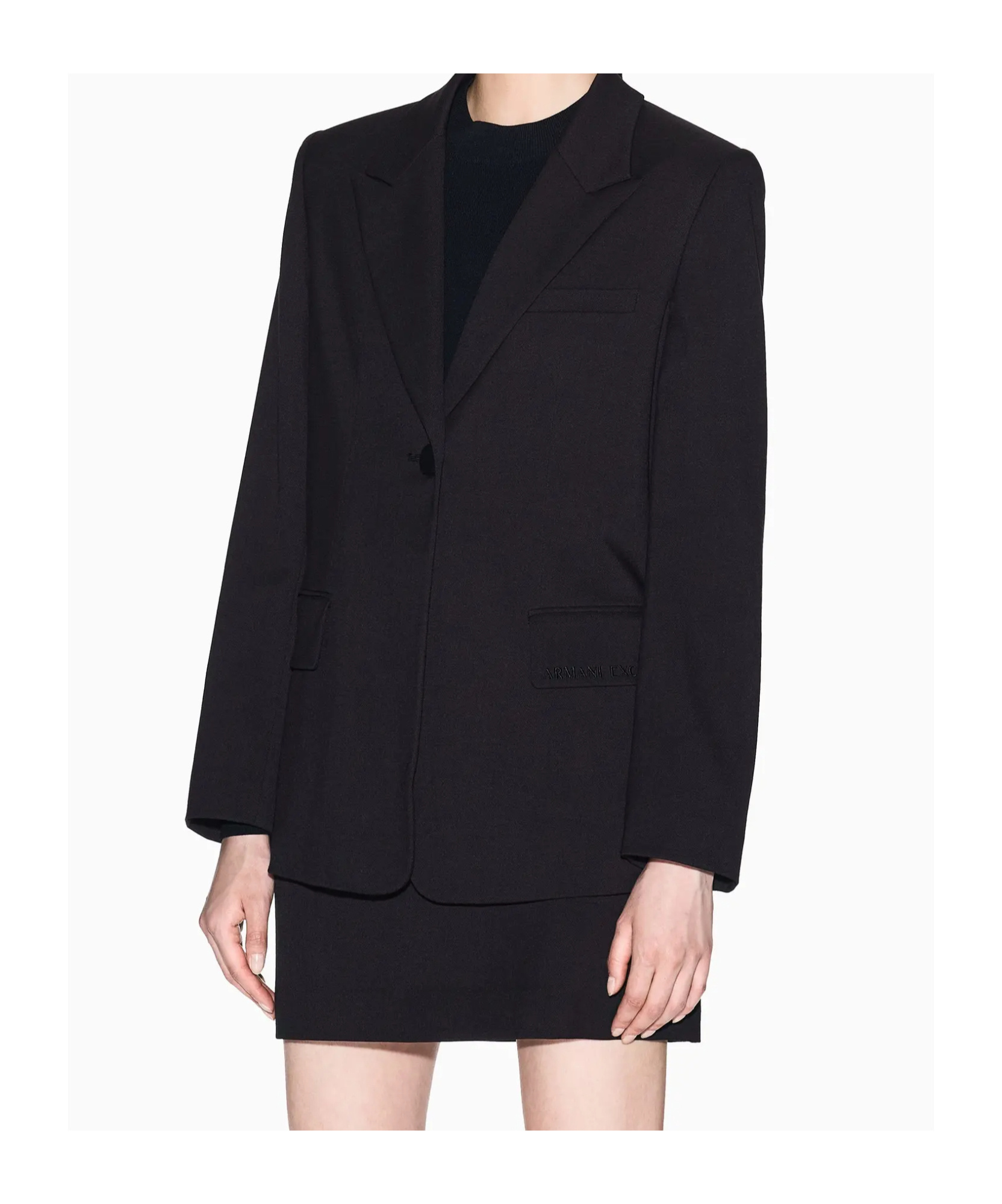 Armani Exchange Single Button Blazer In Black