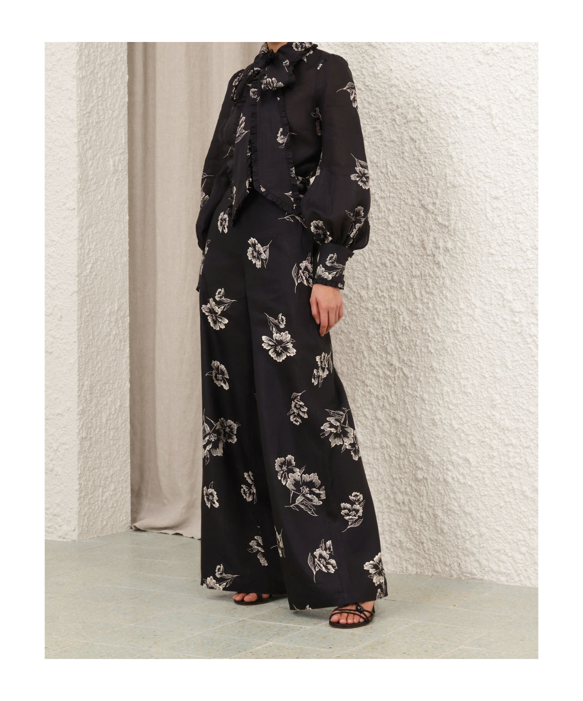 Zimmermann Ruffle Bow Shirt In Black