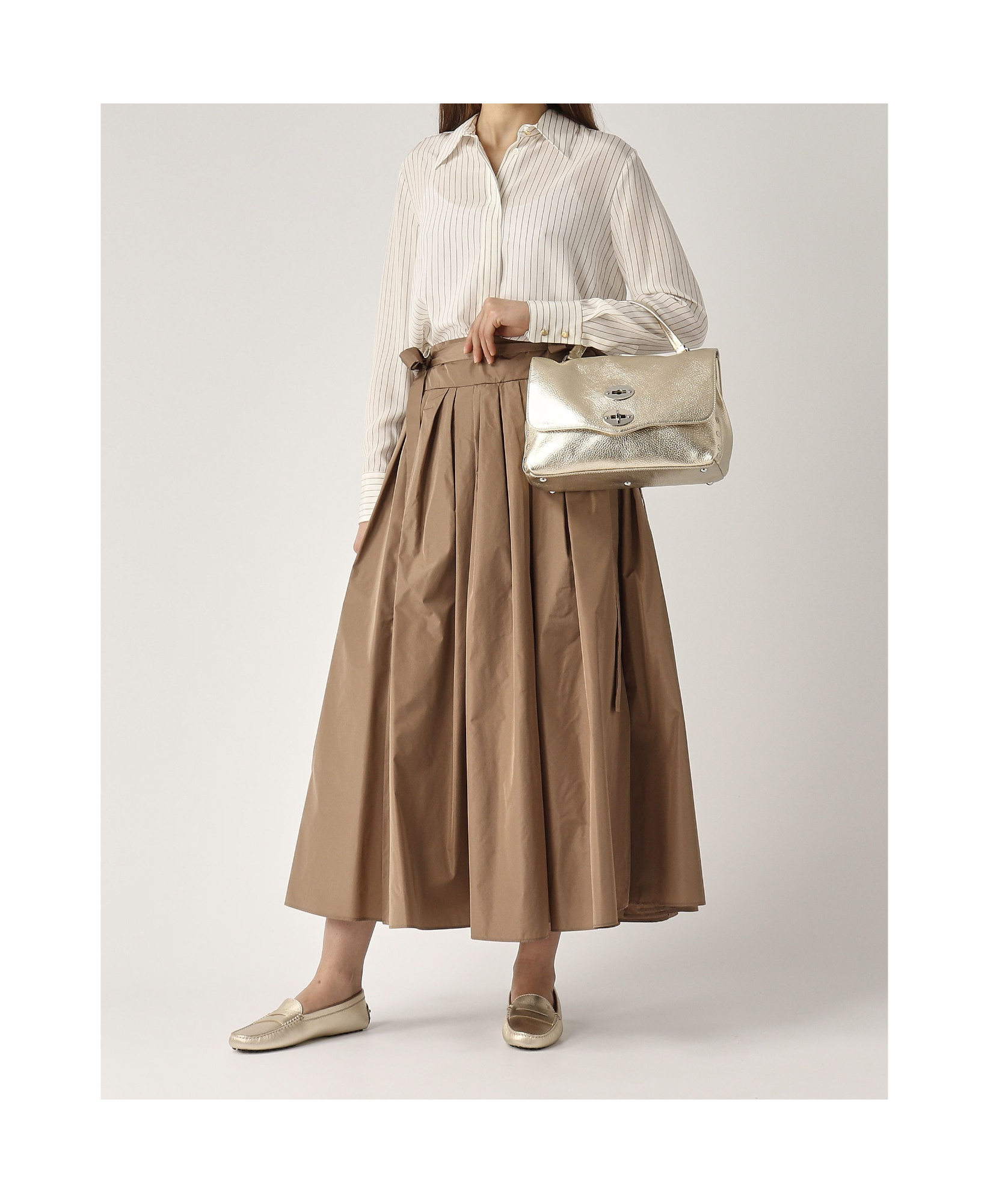 Max Mara Gong Shirt With Leather Stripe In White