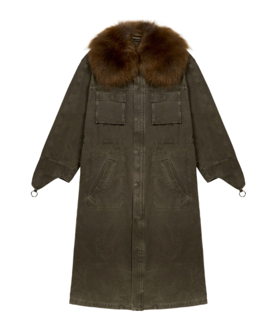 Blumarine Fur-collar Parka Coat In Green