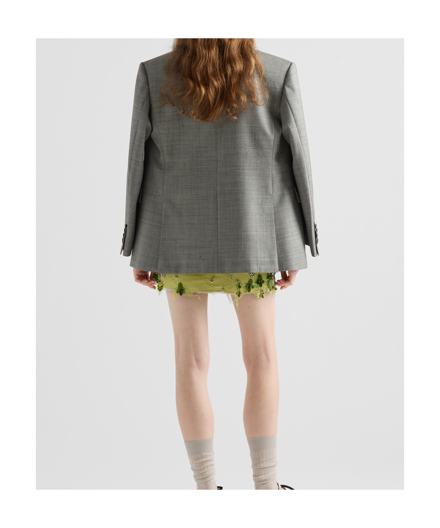Prada Double-breasted Wool Jacket In Gray