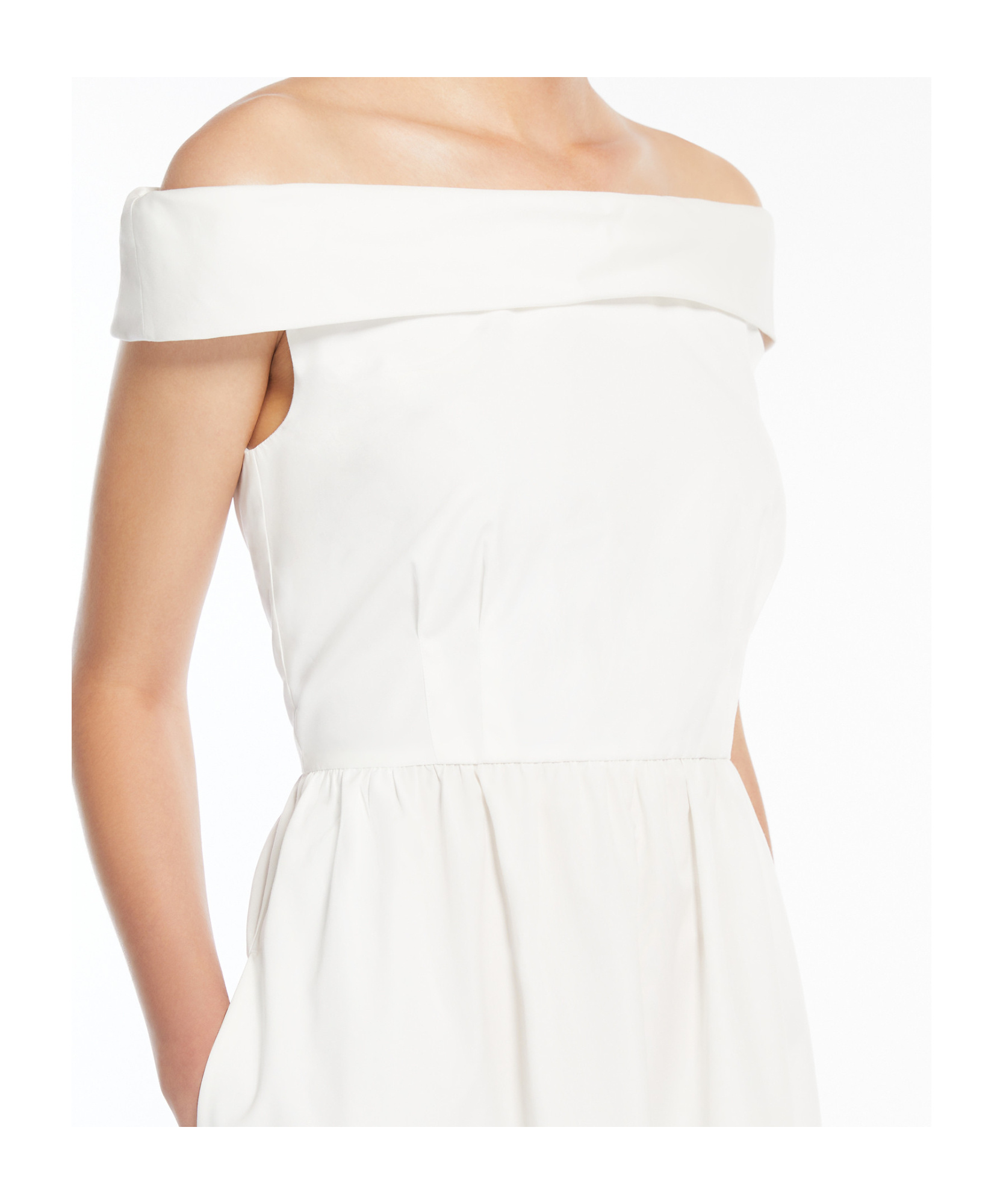 Weekend Max Mara Off-the-shoulder Poplin Dress In White